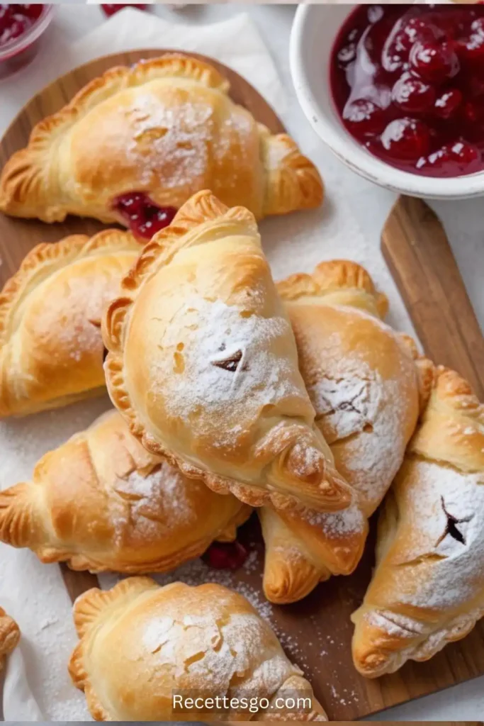 Close-Up of Cherry Hand Pies with a Light Sugar Crust, Ready to Serve