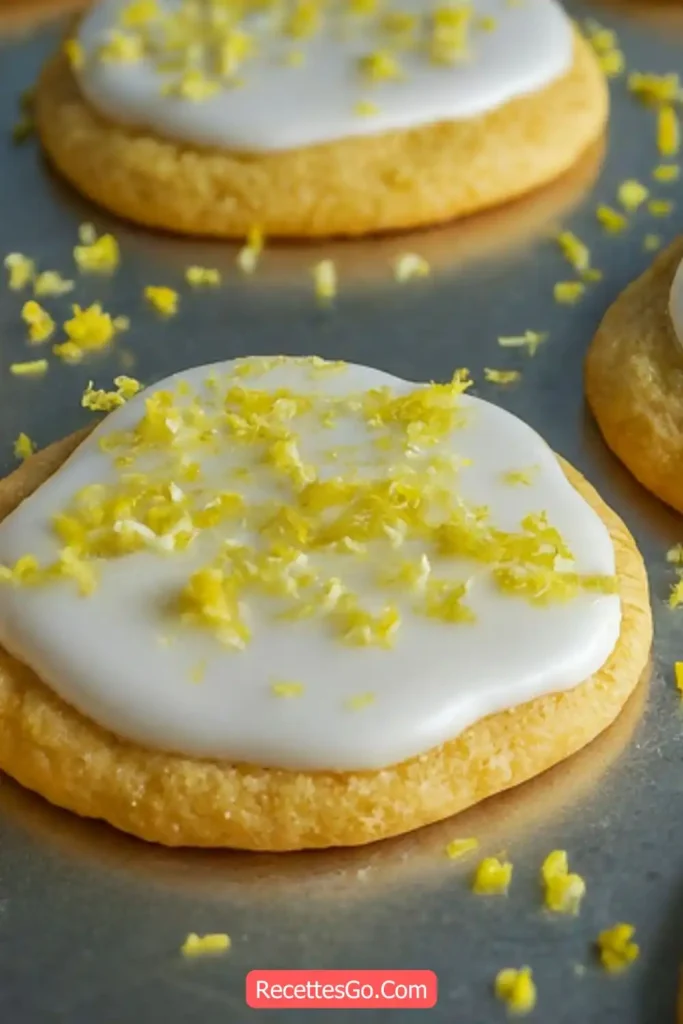 Close-Up of Freshly Baked Lemon Sugar Cookies with Crispy Edges