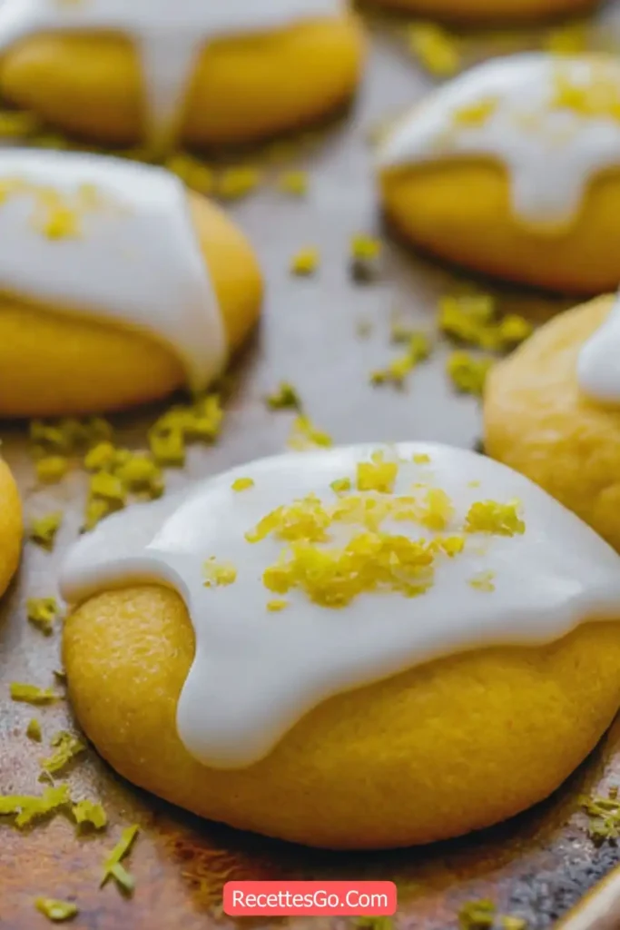 Lemon Sugar Cookies Topped with Tangy Lemon Glaze and Zest