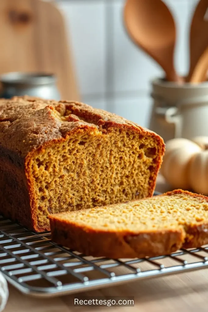 gluten-free pumpkin bread, including pumpkin puree, gluten-free flour, and spices