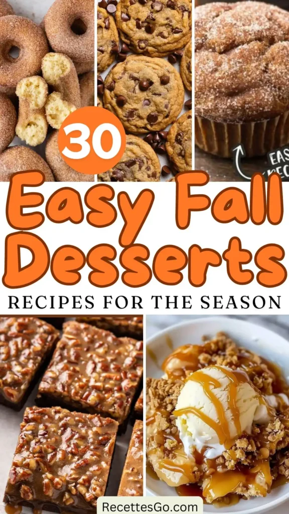 A delightful spread of various easy fall desserts, highlighting the comforting and seasonal flavors of autumn.