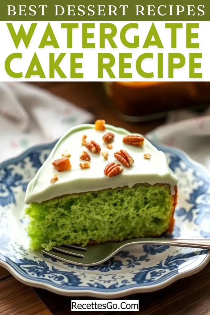 Classic Watergate Cake Recipe: A Moist Green Cake with Creamy Frosting and Nutty Crunch