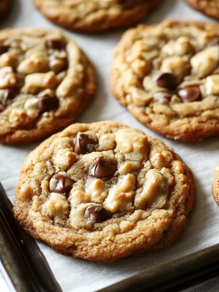 Three Crumbl Cookies placed on a baking sheet, highlighting their soft texture and rich, melted chocolate pieces.