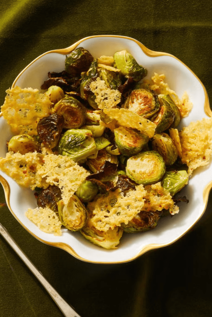 Roasted Brussels Sprouts with Parmesan Crisps