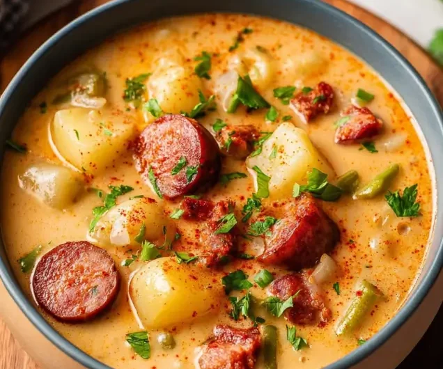 Creamy Cajun Potato Soup with Andouille Sausage