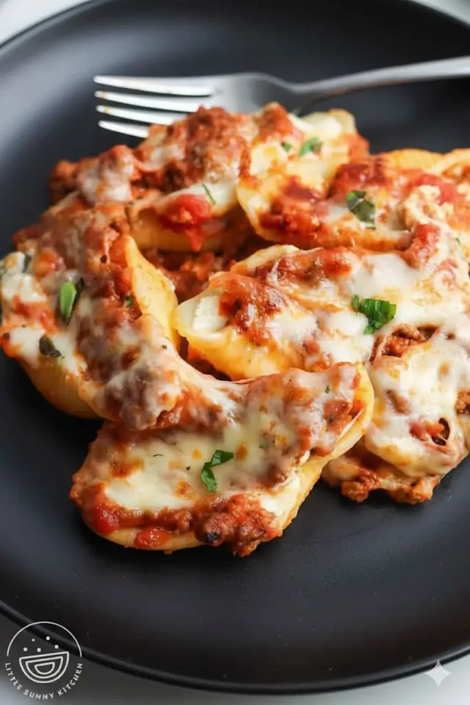 Cheesy Beef Stuffed Shells with Three-Cheese Ricotta Filling