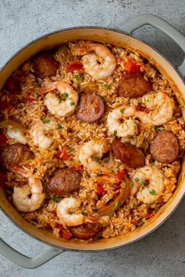 Looking for the perfect dinner? This easy one-pot jambalaya recipe is loaded with smoky Andouille sausage, tender chicken, and juicy shrimp. A foolproof recipe using converted rice so it never turns out mushy! Perfect for a cozy weeknight meal or a Mardi Gras celebration. 