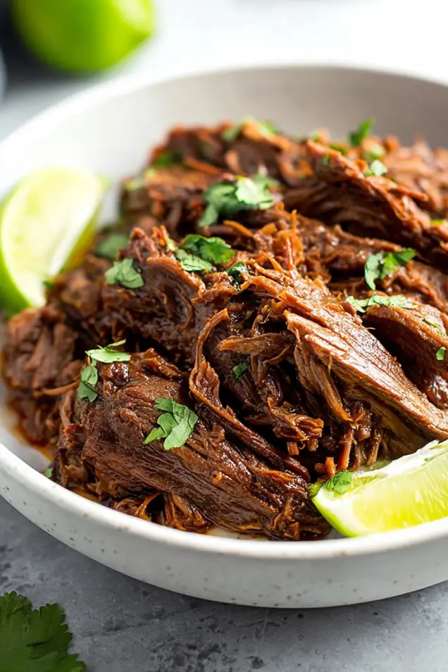 Looking for an effortless dinner? This Chipotle Barbacoa simmers all day in the crockpot until it’s fork-tender. Perfect for busy weeknights or meal prep Sunday. Just shred and serve!
