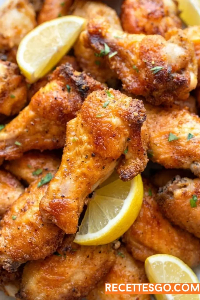 Crispy baked lemon pepper wings tossed in a quick lemon butter glaze. A guaranteed crowd-pleaser for game day or party season!