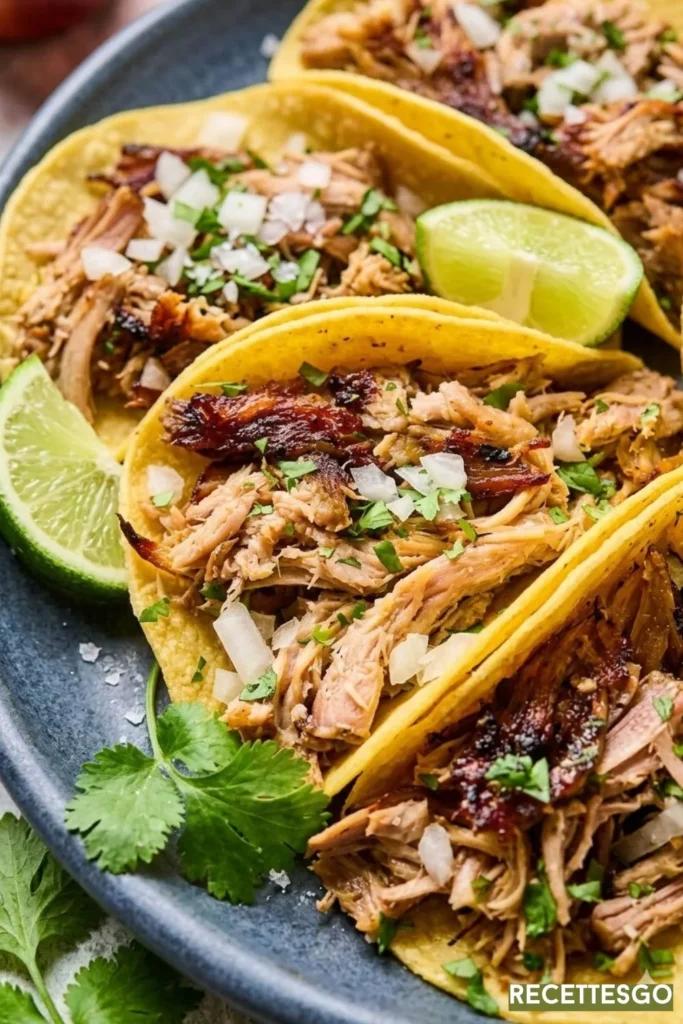 Skip the searing — this slow cooker carnitas recipe does all the work for you. Set it in the morning, broil for crispy edges at dinner, and pile into warm tortillas. A go-to easy crockpot pork recipe for busy weeknights.